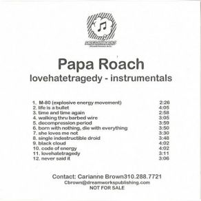 Download track Life Is A Bullet (Instrumental) Papa Roach, ΟΡΓΑΝΙΚΟ